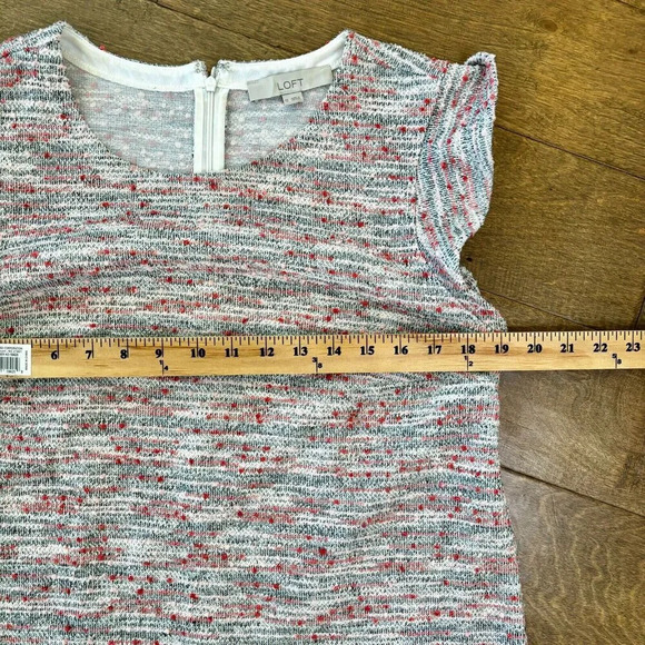 Loft Woven Chenille Shift Dress size 12 Ruffle Cap Sleeves‎ - Picture 4 of 5